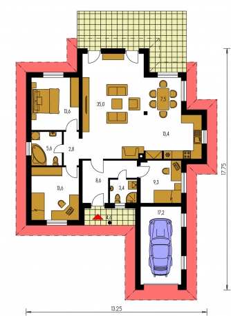 Floor plan of ground floor - BUNGALOW 3